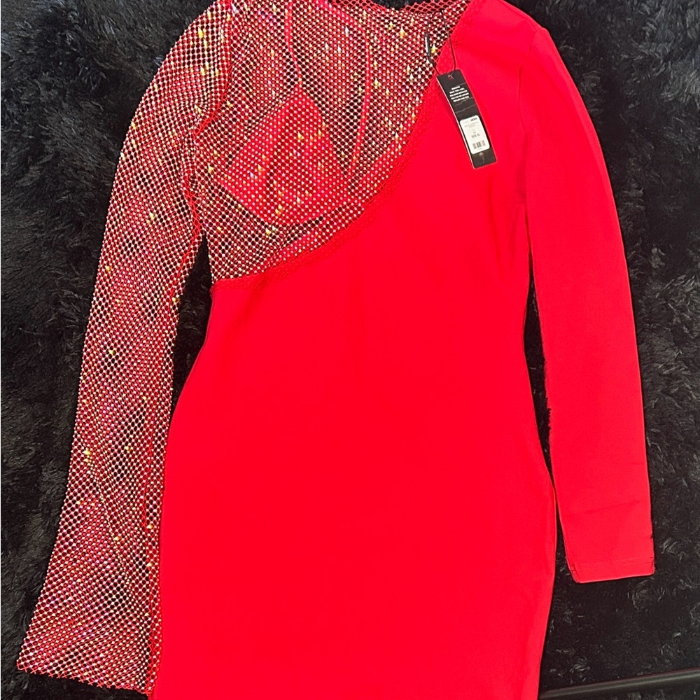 Fashion Nova Red Long Sleeve Dress